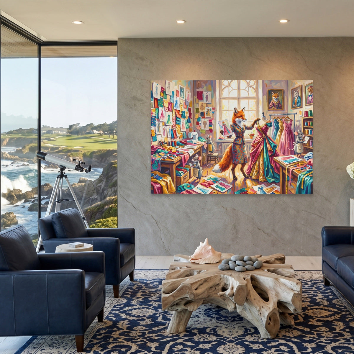 Fox Fashion Studio canvas wall art, room view