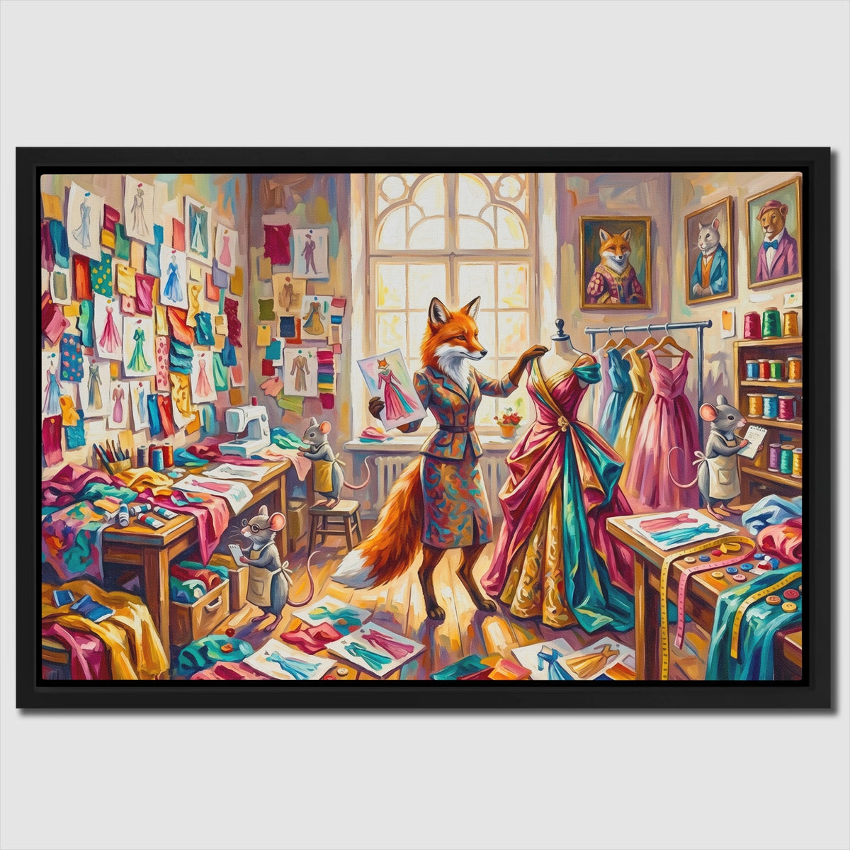 Fox Fashion Studio canvas wall art, room view