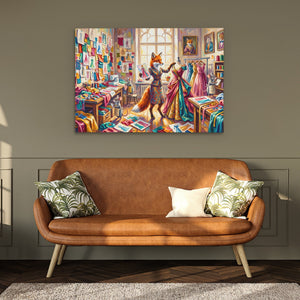 Fox Fashion Studio canvas wall art, room view