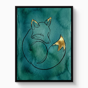 Fox Golden Curled — fox golden curled white studio framed black