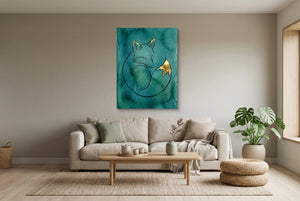 Fox Golden Curled — fox golden curled living room interior view 2 1port flush print