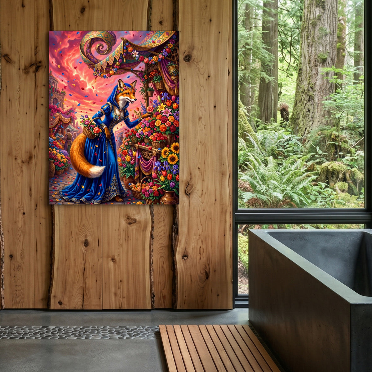 Fox Petal Path — fox petal path sq outdoor bathroom log 1port flush print