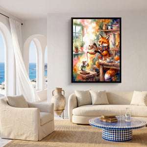 Fox Pouring Tea — fox pouring tea sq coast living room 1port framed black