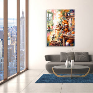 Fox Pouring Tea — fox pouring tea sq nyc views 1port flush print