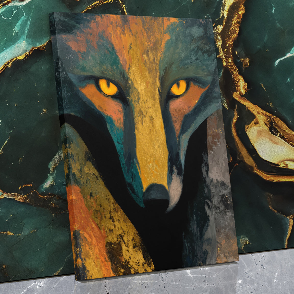 Fox Spirit Glowing — Fox Spirit Glowing Against Wall   Mirror Wrap V3 17