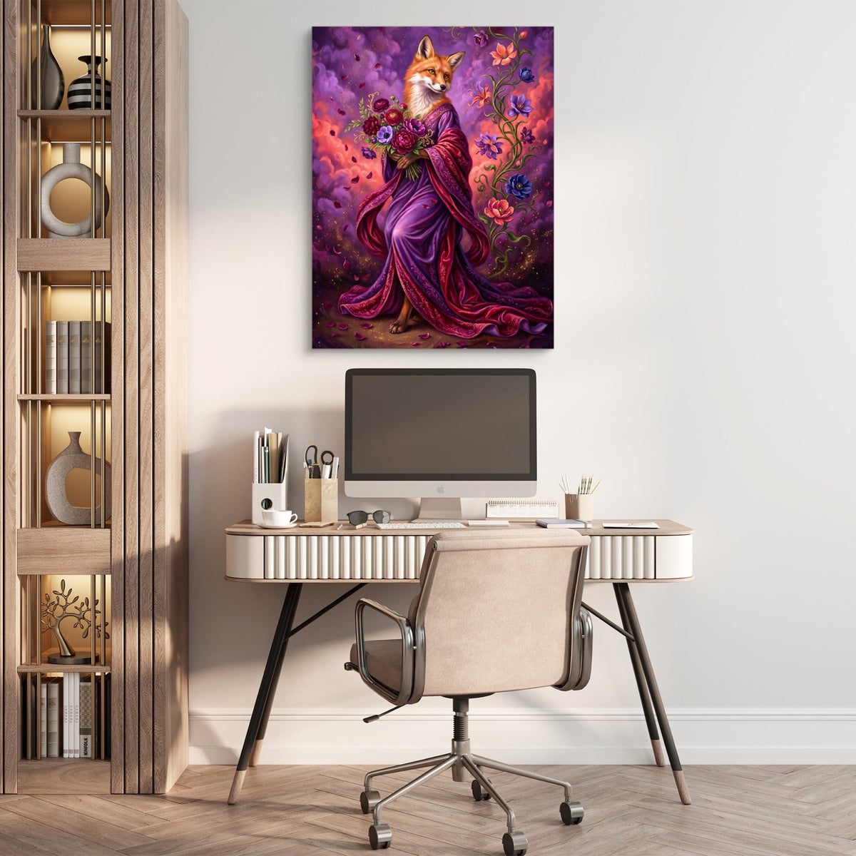 Fox with Bouquet - Luxury Wall Art