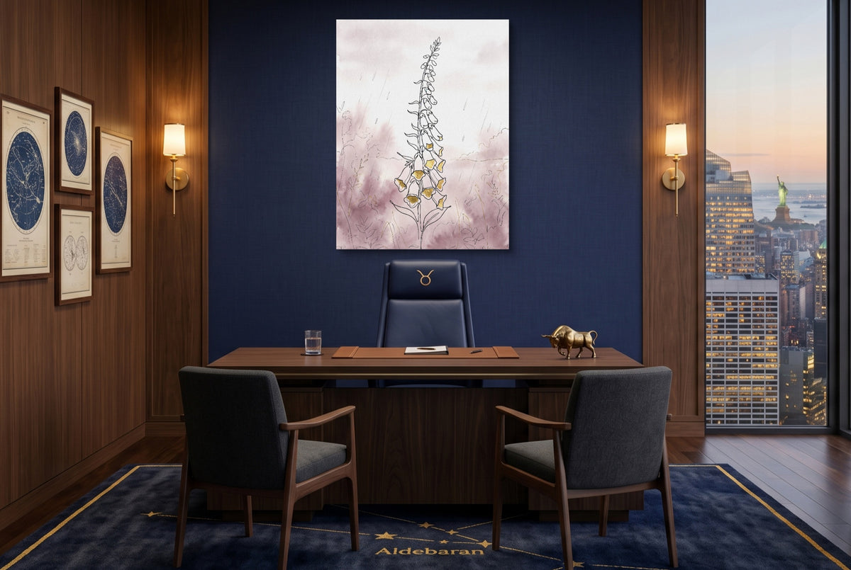Foxglove Rains — foxglove rains office with city view 1port flush print