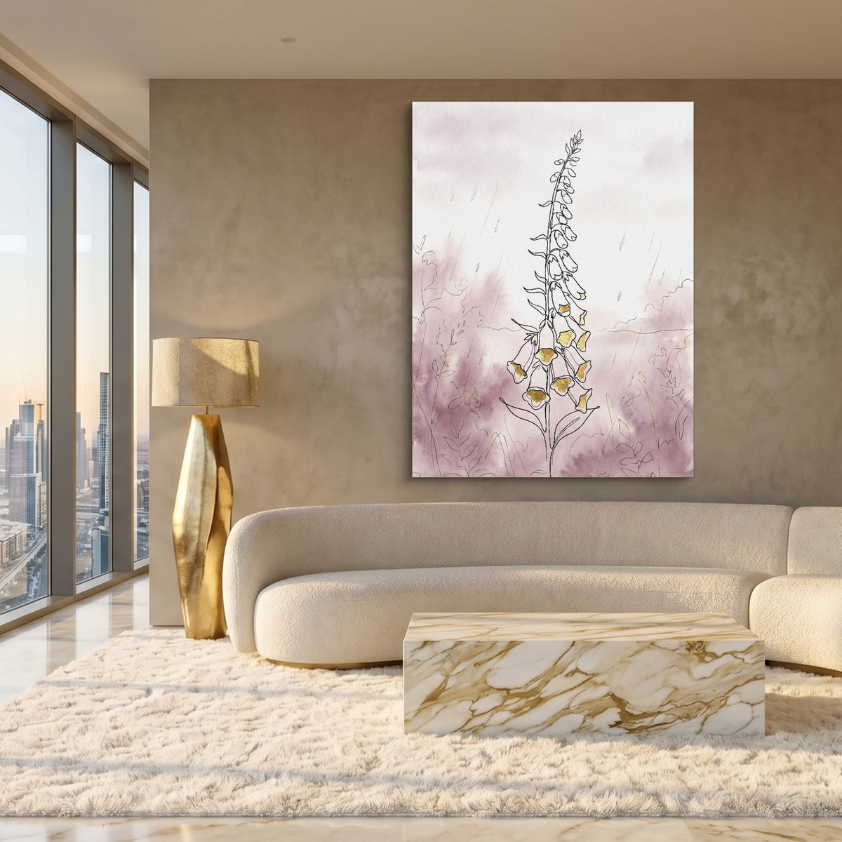 Foxglove Rains — foxglove rains sq white gold lux 1port flush print
