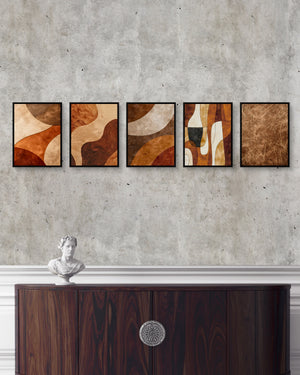 Brown Minimalist Abstract 5-Piece Set set mockup — framed  PSD Light Cement Dark Console