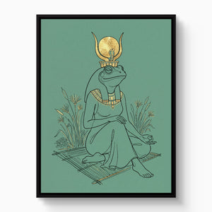 Frog Goddess Meditates — frog goddess meditates white studio framed black