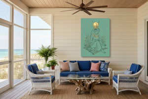 Frog Goddess Meditates — frog goddess meditates living room with couch 2 1port flush print
