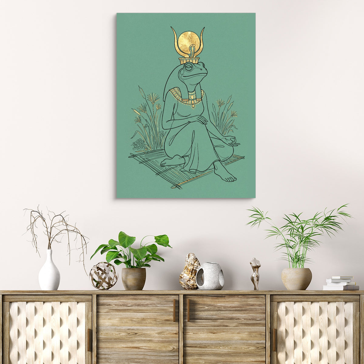 Frog Goddess Meditates — frog goddess meditates sq beach cabinet 1port flush print
