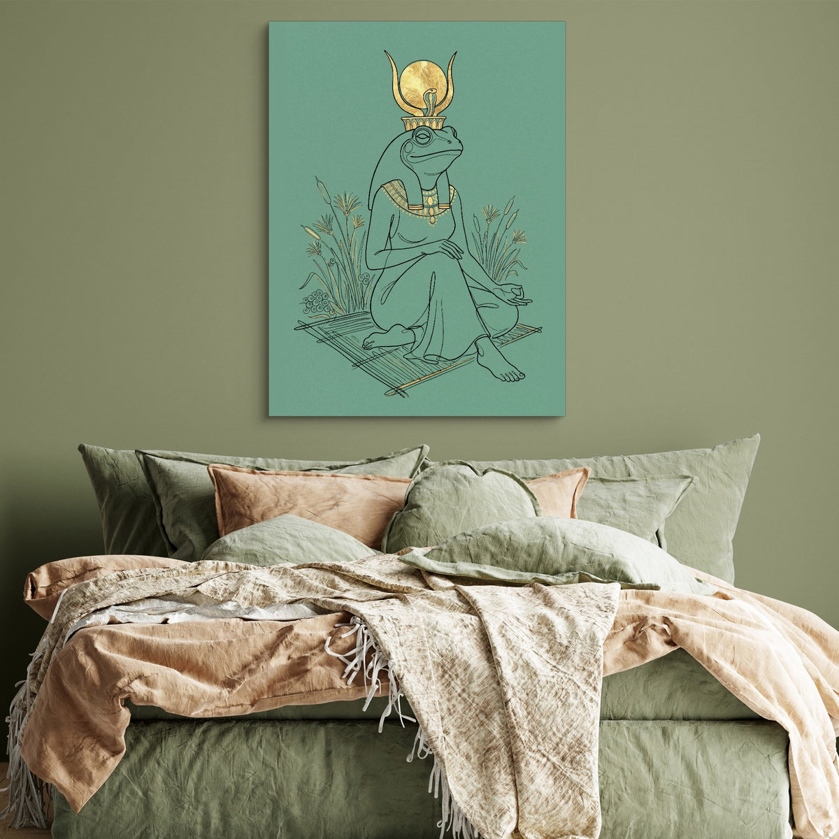 Frog Goddess Meditates — frog goddess meditates sq green bedroom 1port flush print