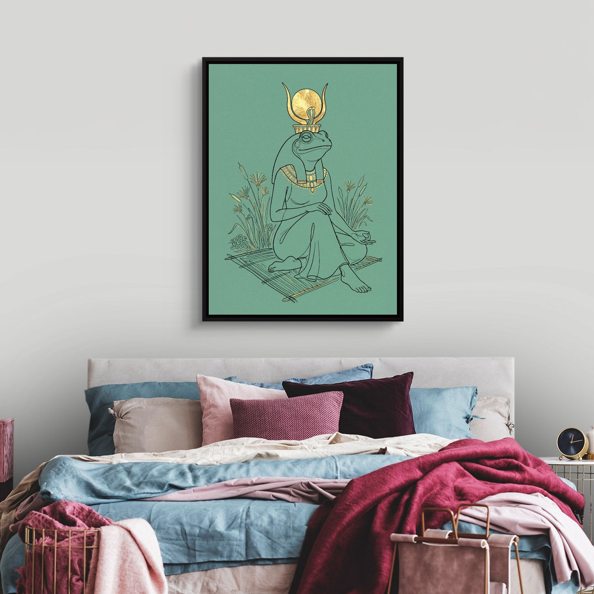 Frog Goddess Meditates — frog goddess meditates sq luxury bedroom 1port framed black