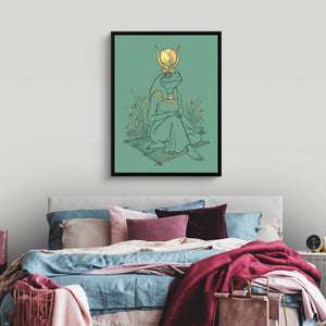 Frog Goddess Meditates — frog goddess meditates sq luxury bedroom 1port framed black