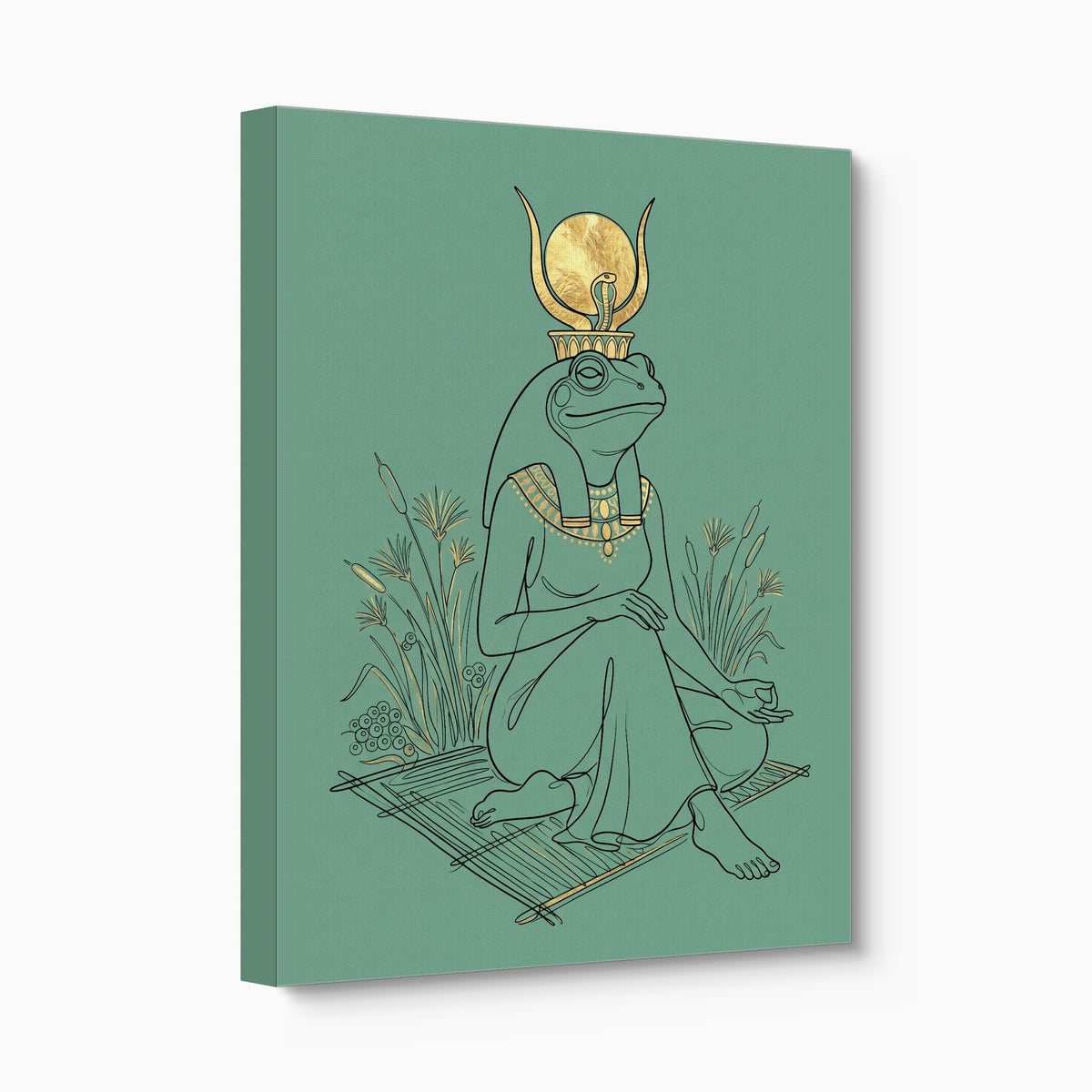 Frog Goddess Meditates — frog goddess meditates angled flush print