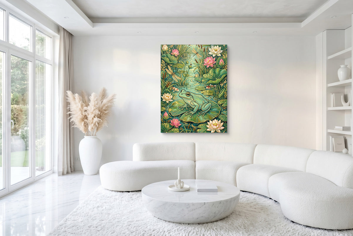 Frog Lily Pond — frog lily pond white room with furniture 1port flush print