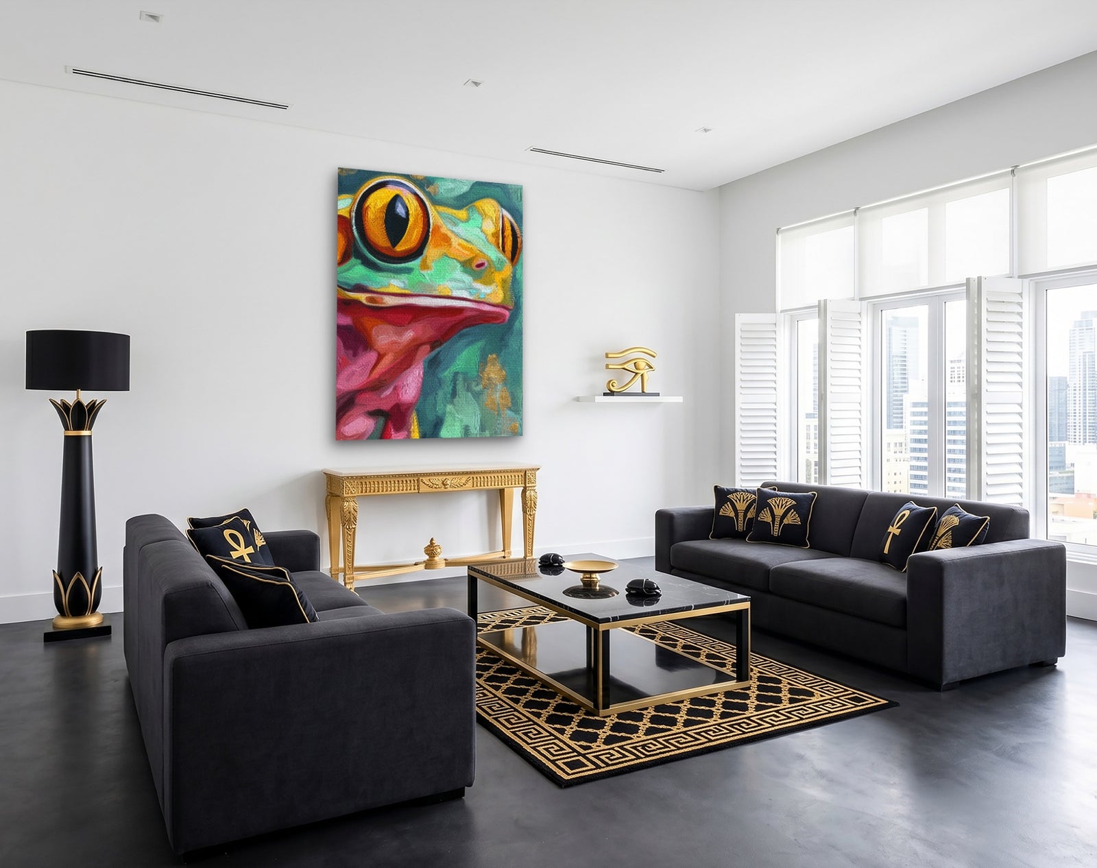 Frog Ochre Expressionist canvas wall art