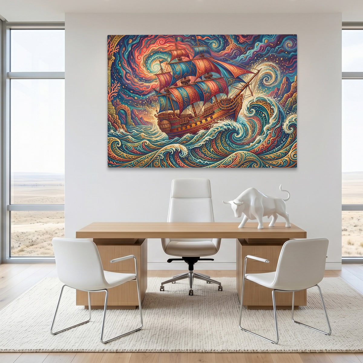 Galleon Swirling Seas — Galleon Swirling Seas White Bull Room Land 281