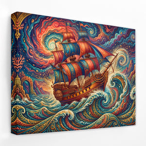 Galleon Swirling Seas — Galleon Swirling Seas Landscape   Side View   Mirror Wrap 197