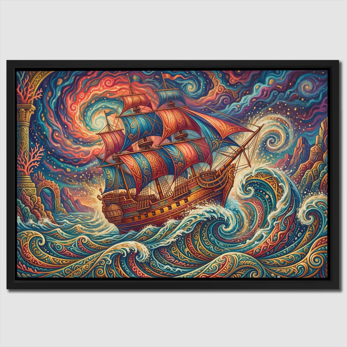 Galleon Swirling Seas — Galleon Swirling Seas Close Up Landscape 71