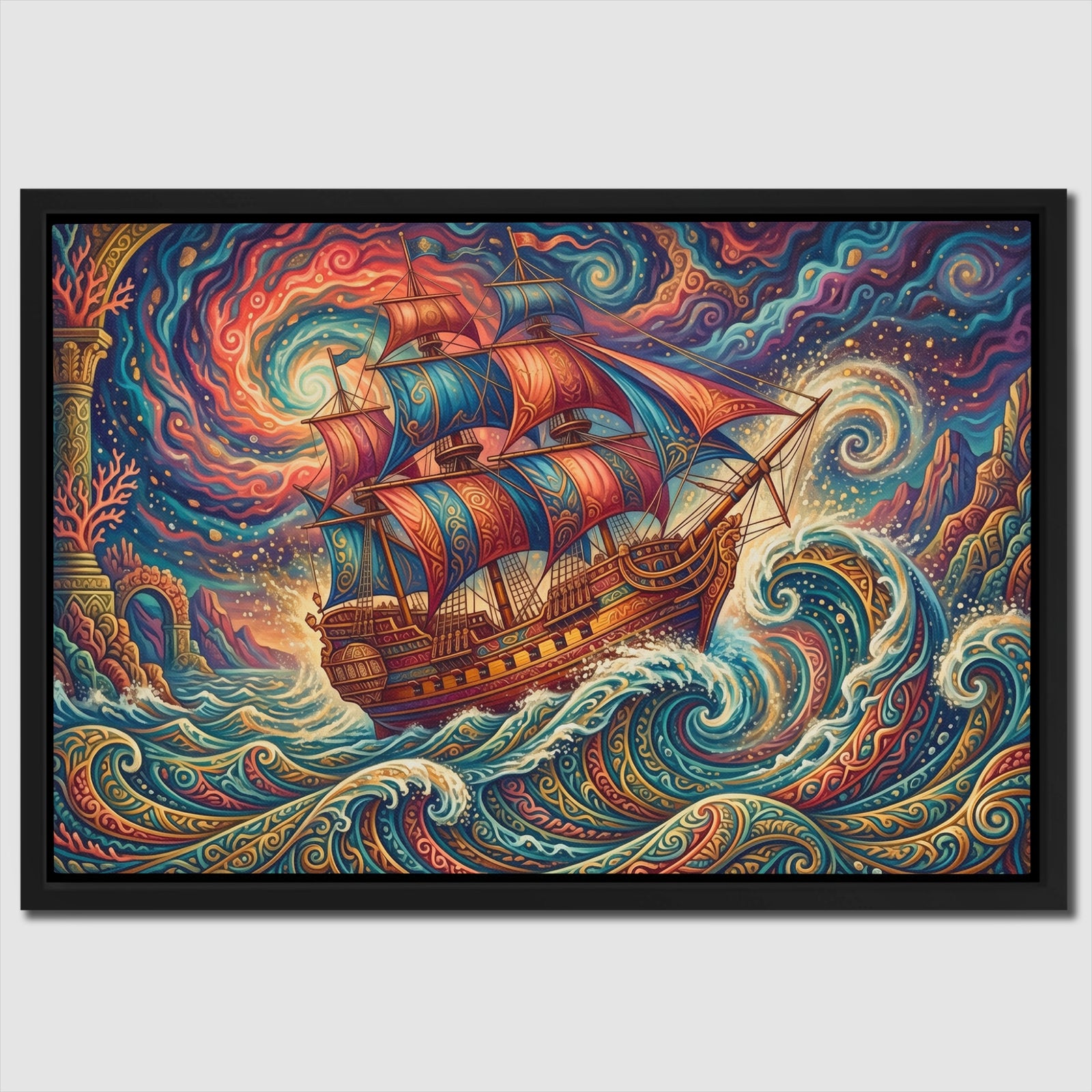 Galleon Swirling Seas — Galleon Swirling Seas Close Up Landscape 71