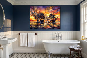 Galleons Sunset Battle — galleons sunset battle small bathroom interior 2 1land flush print