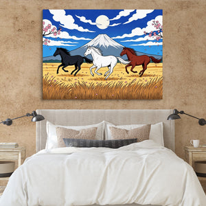 Galloping Horses Fuji Dawn — galloping horses fuji dawn sq clay paper bedroom 1land flush print