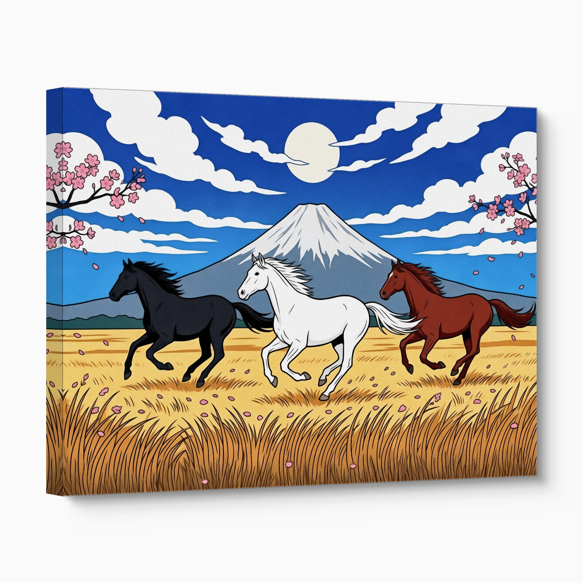 Galloping Horses Fuji Dawn — galloping horses fuji dawn angled flush print
