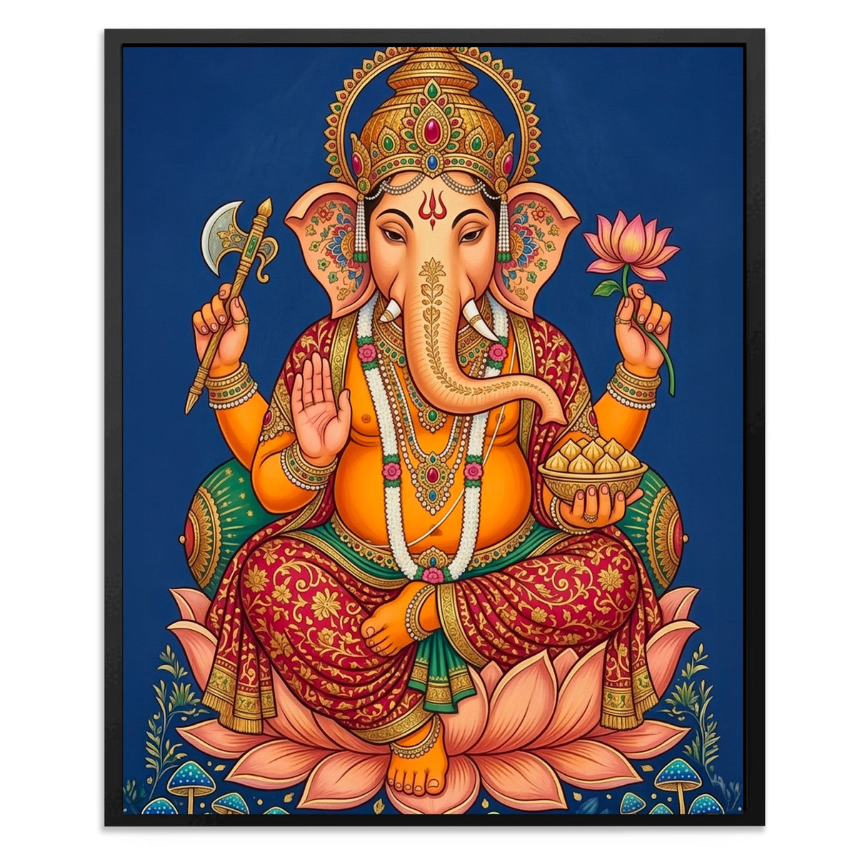 Ganesh Golden Lotus canvas wall art, room view