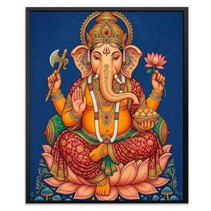 Ganesh Golden Lotus canvas wall art, room view