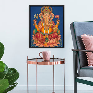 Ganesh Golden Lotus canvas wall art, room view