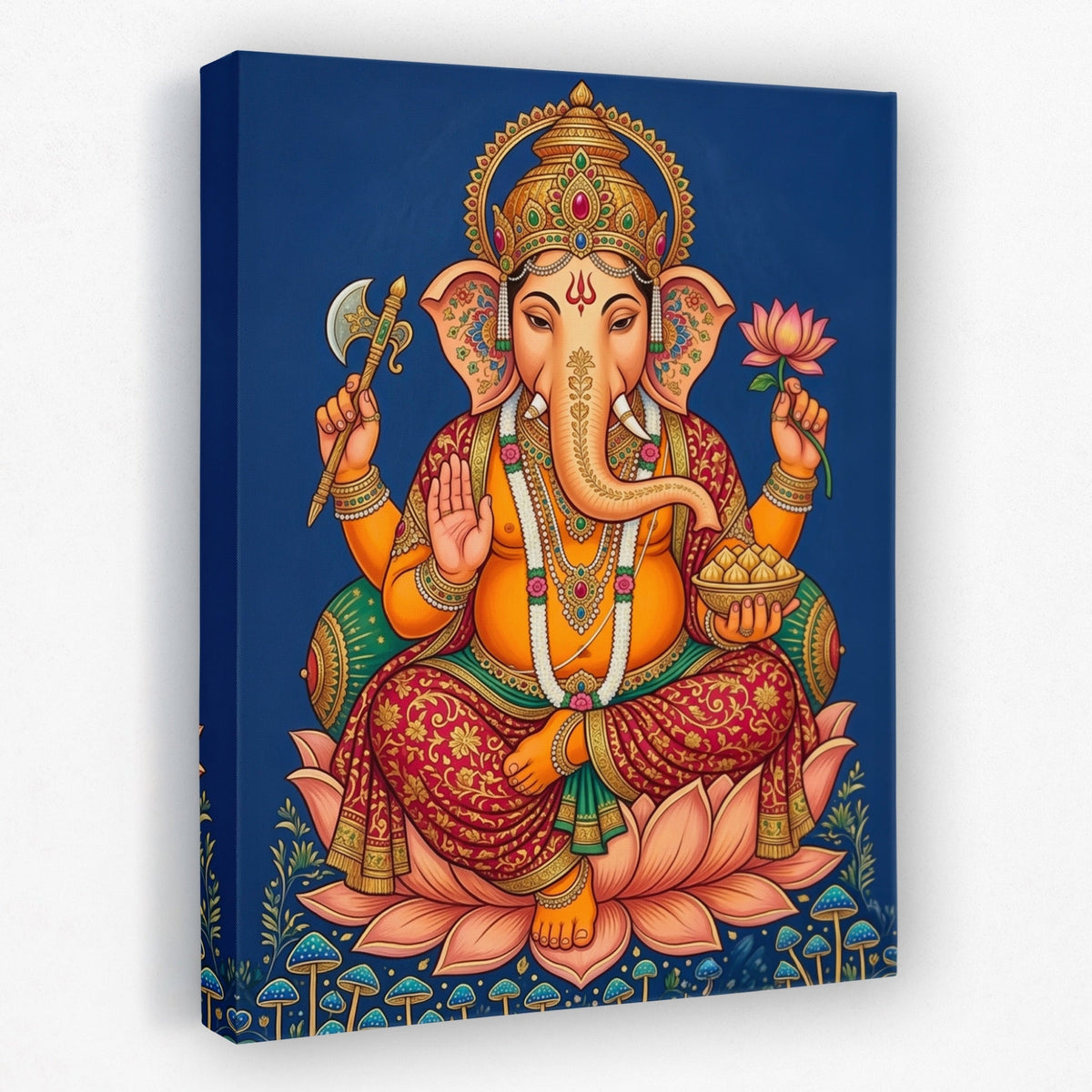 Ganesh Golden Lotus canvas wall art