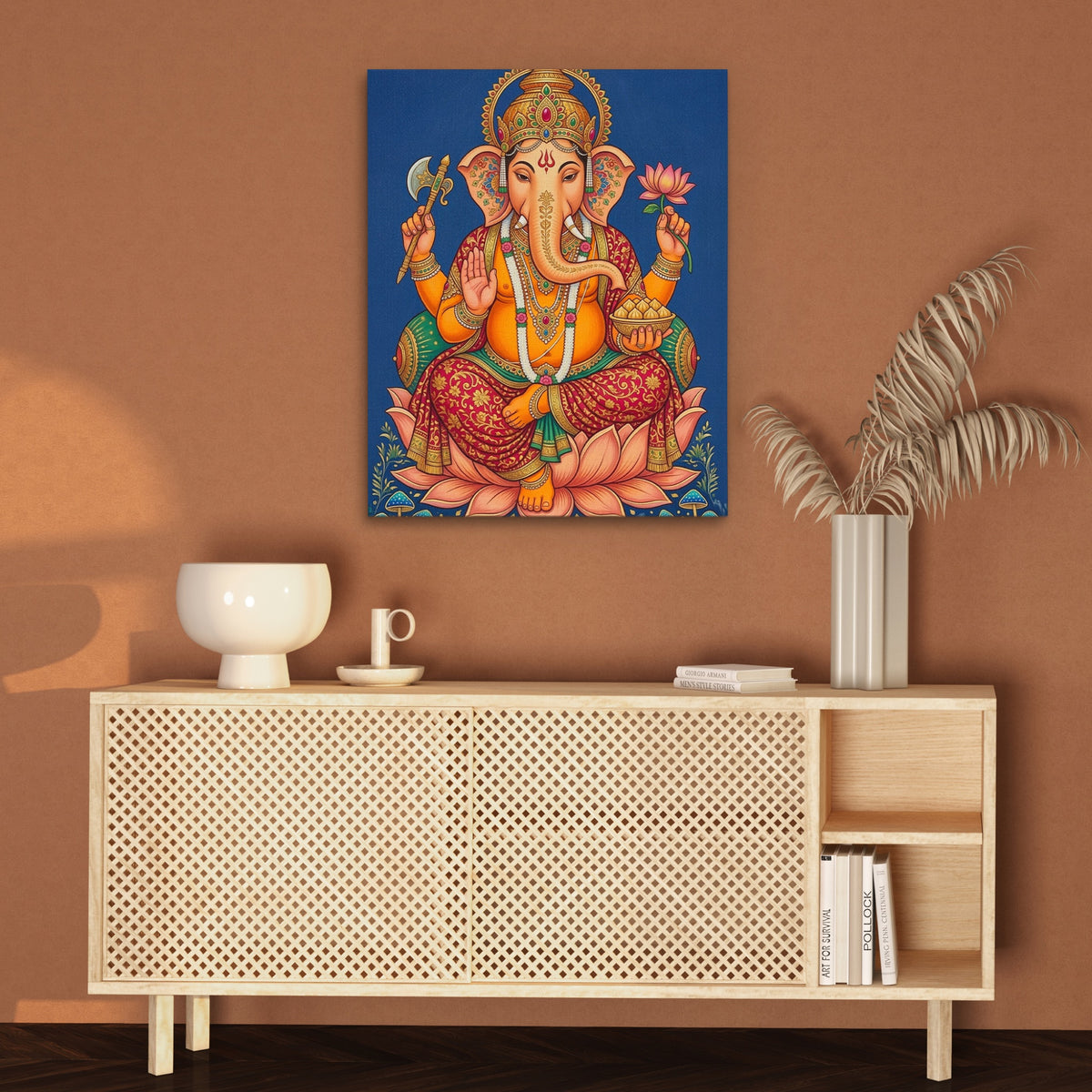 Ganesh Golden Lotus — Ganesh Golden Lotus Brown Wall 67