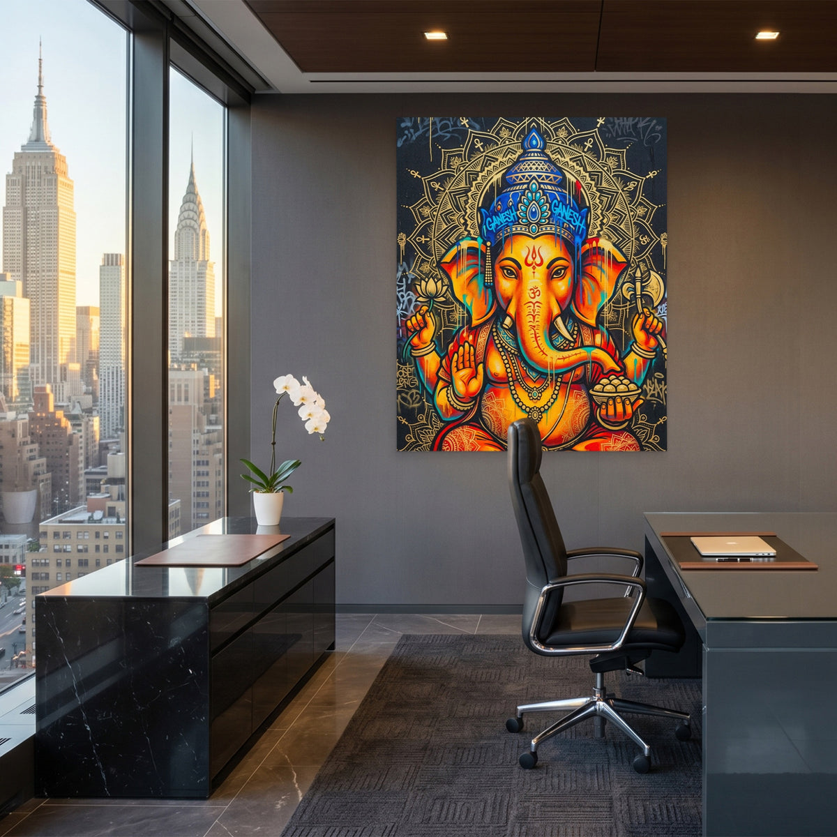 Ganesh Orange Mandala — Ganesh Orange Mandala Office View Port 110