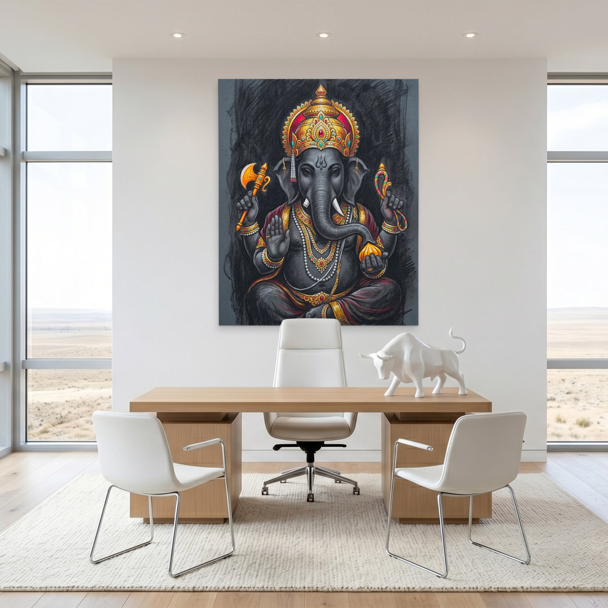 Ganesha Charcoal Crown — Ganesha Charcoal Crown White Bull Room Port 69