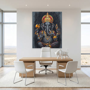 Ganesha Charcoal Crown — Ganesha Charcoal Crown White Bull Room Port 69