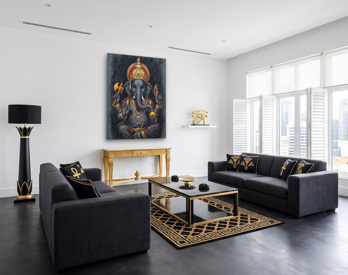 Ganesha Charcoal Crown — Ganesha Charcoal Crown Egypt Themed Room Port Angle 117