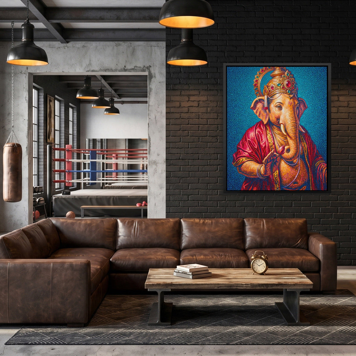 Ganesha Jeweled Crown canvas wall art, room view