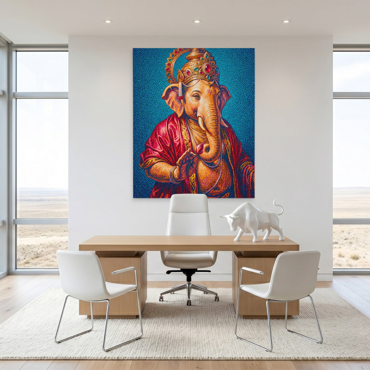 Ganesha Jeweled Crown canvas wall art, room view