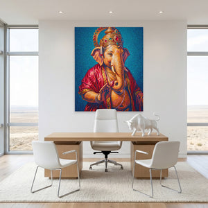 Ganesha Jeweled Crown canvas wall art, room view