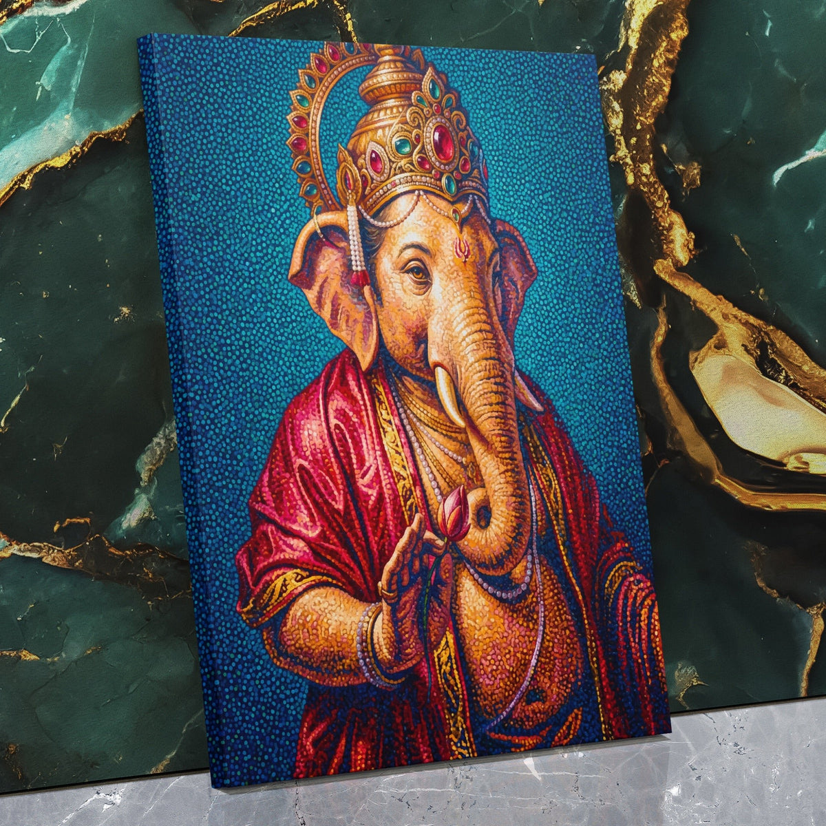 Ganesha Jeweled Crown canvas wall art, room view