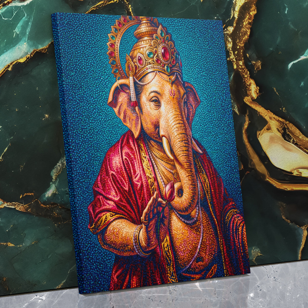 Ganesha Jeweled Crown — Ganesha Jeweled Crown Against Wall   Mirror Wrap V3 22