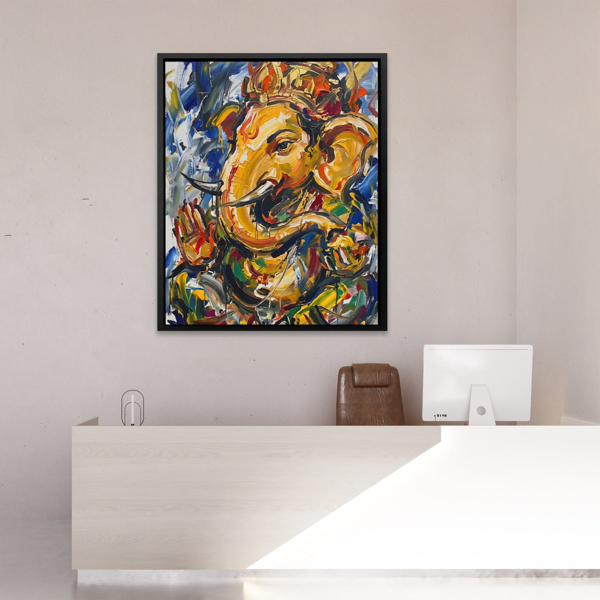 Ganesha Urban Expressionism canvas wall art, room view