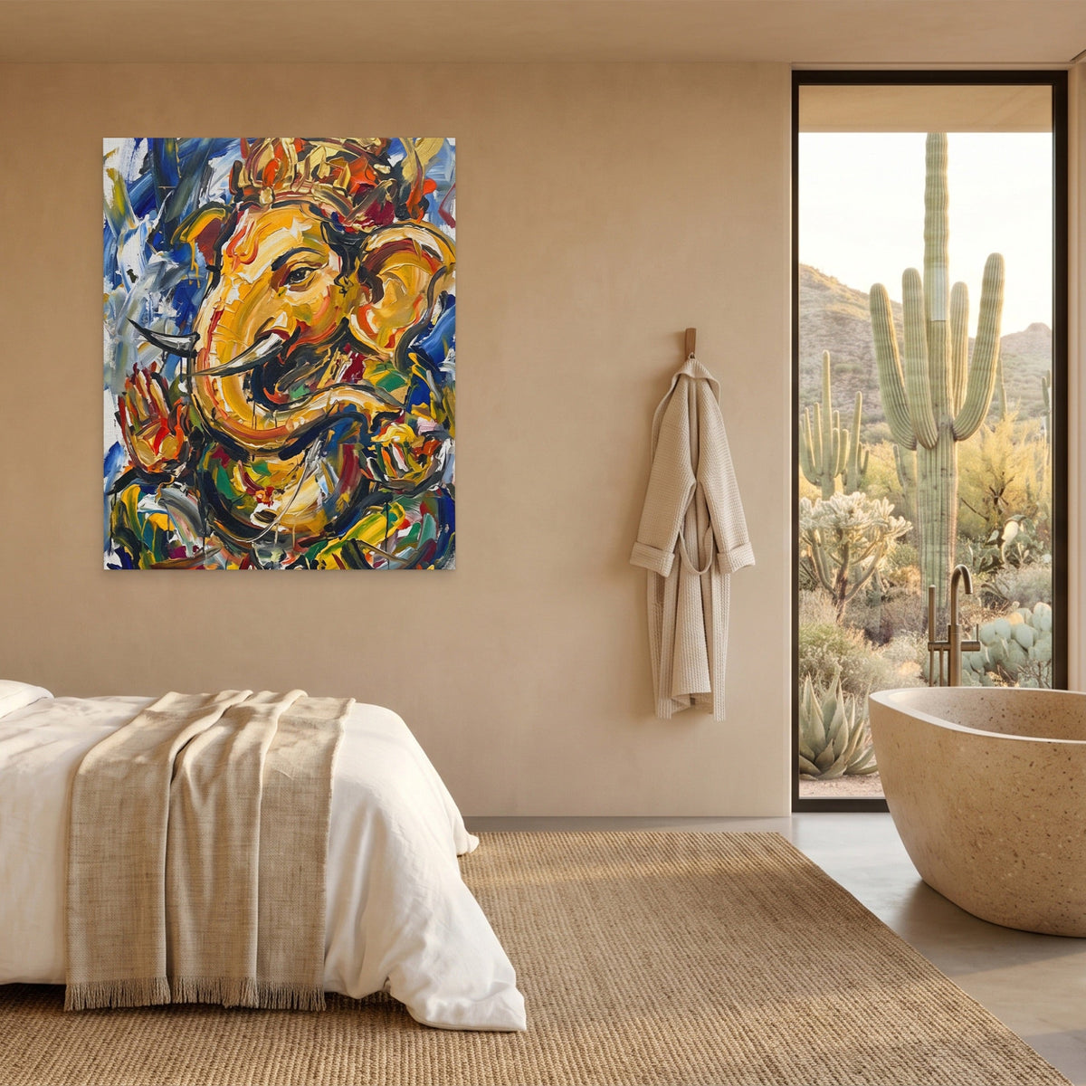 Ganesha Urban Expressionism canvas wall art, room view