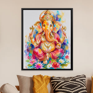 Ganesha Watercolor Blooms — Ganesha Watercolor Blooms Orange Room Zoom 225