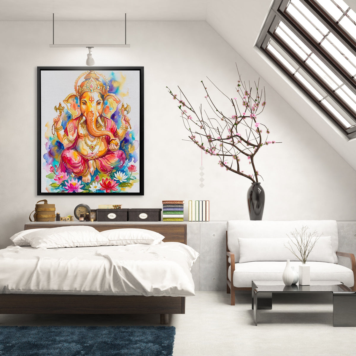 Ganesha Watercolor Blooms — Ganesha Watercolor Blooms Lighted Room 153