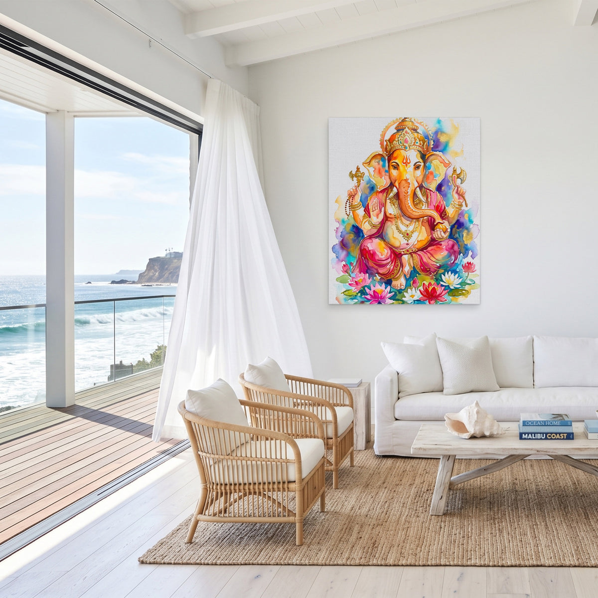 Ganesha Watercolor Blooms — Ganesha Watercolor Blooms Malibu Beach Port 177