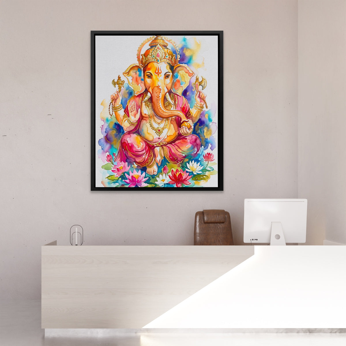 Ganesha Watercolor Blooms — Ganesha Watercolor Blooms New   Reception Desk Port 201