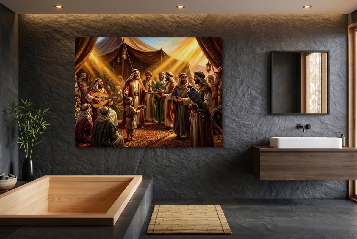 Gathering Golden Light — gathering golden light small bathroom interior 1land flush print